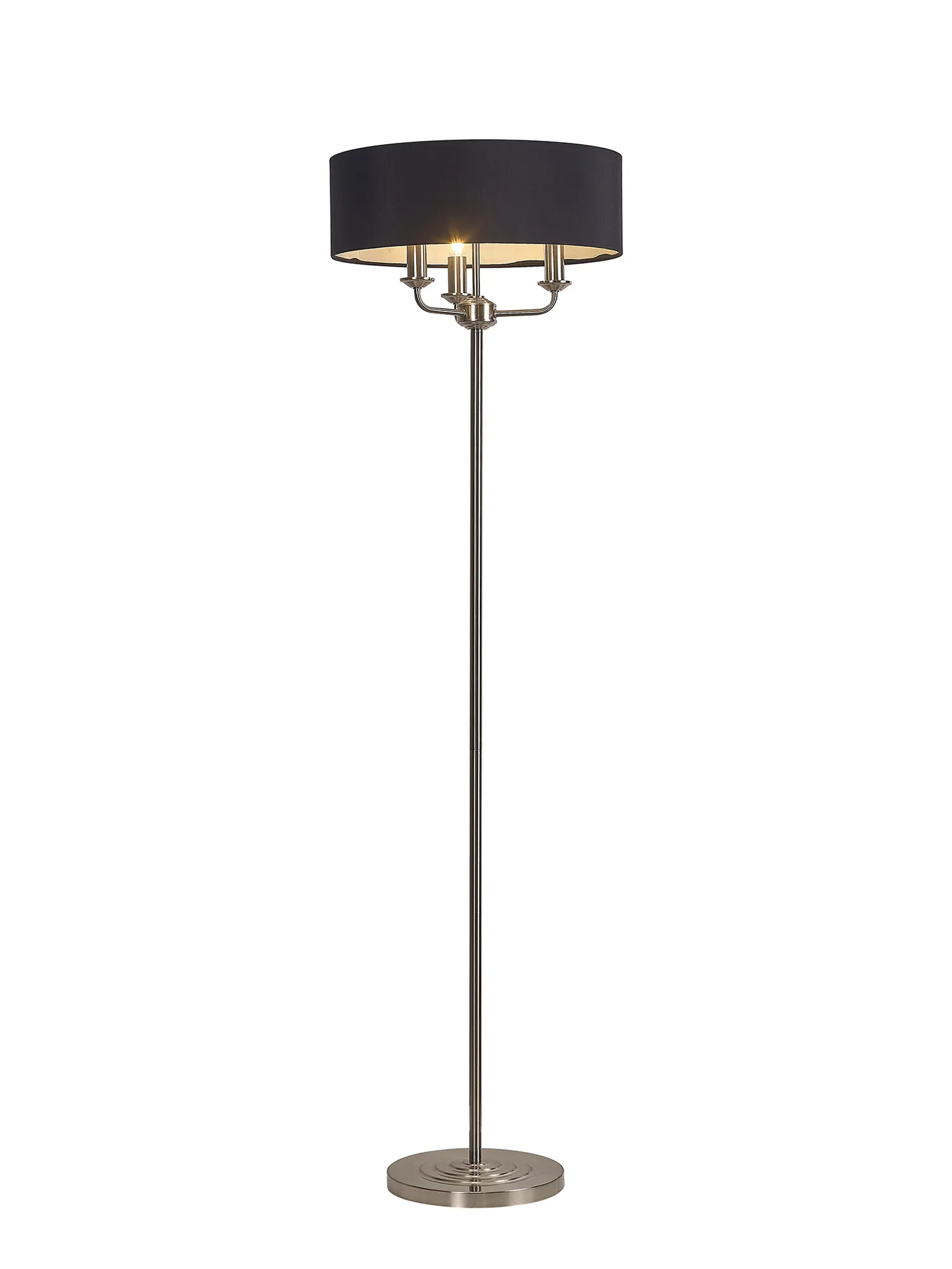 Banyan 45cm 3 Light Floor Lamp Satin Nickel, Black